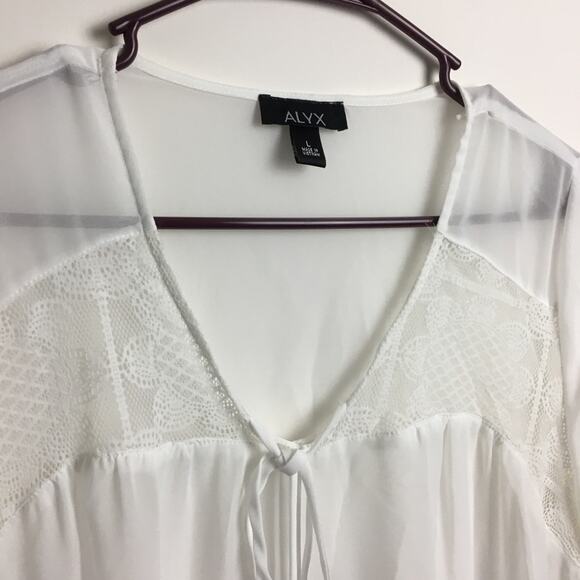 Alyx Boho Blouse with Lace and Tassels White Large - Picture 8 of 12